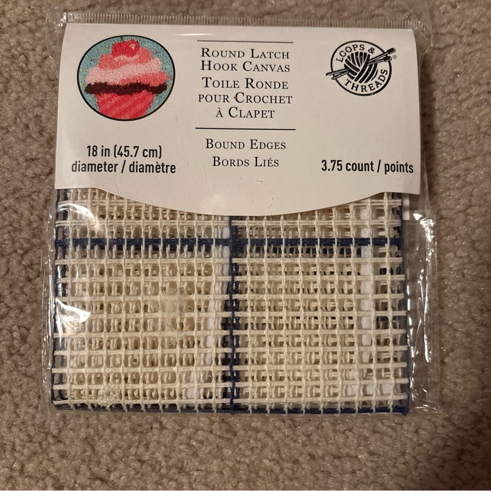 New Loops & Threads Latch Hook Canvas 18" Diameter 3.75 ct/pts Needlecraft Round